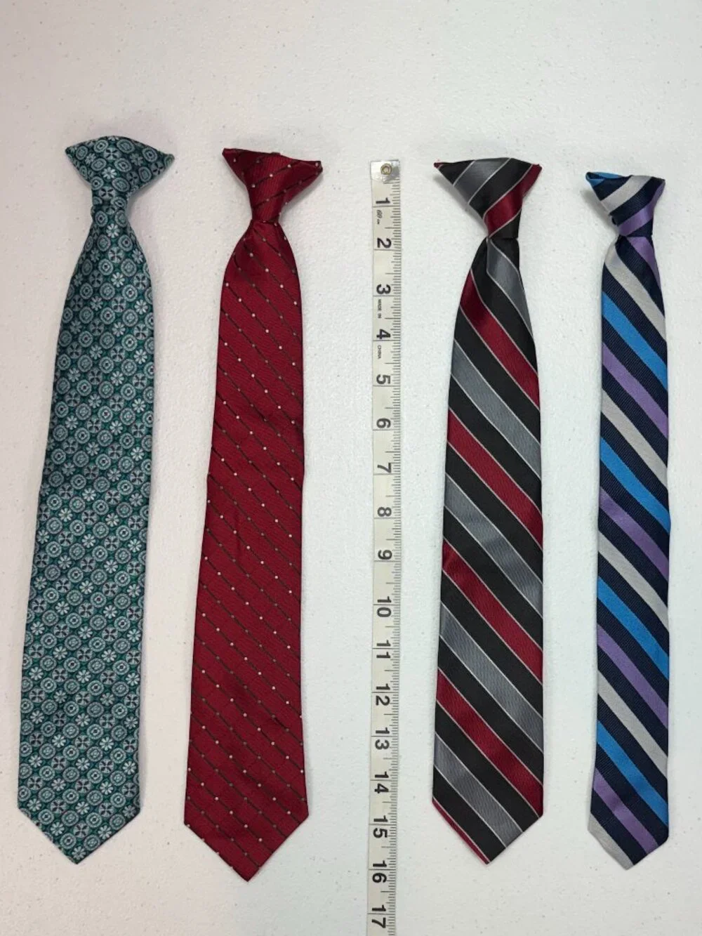 Lot of 4 Boys / Youth Clip-On Neckties – Assorted Colors & Patterns